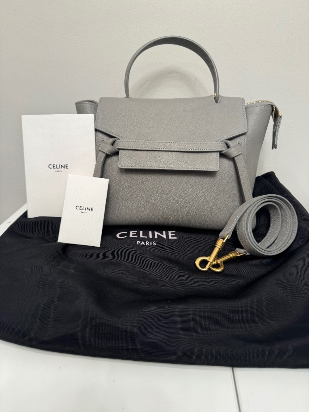 Authentic Celine Micro Belt Bag in Cloud Pristine Condition